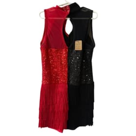 Weissman Red & Black Fringe Sequin Dance Romper – LC item