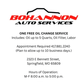 Free Oil Change Service — Bohannon's Auto Services item