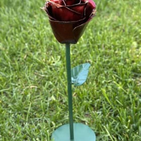 Metal Single Rose - hand painted on metal item