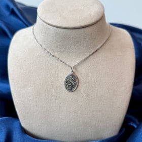 Hand-Engraved Sterling Silver Pendant with Diamond Accents item