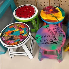 One-of-a-kind Hand Painted Stool & Print item