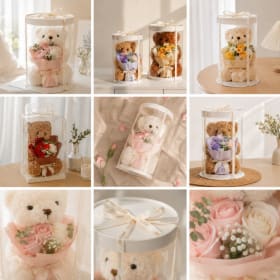 Plush Bear + Soap Flower Bouquet Gift Box item