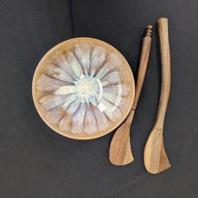 42 - Wooden Bowl and Spoon Set item