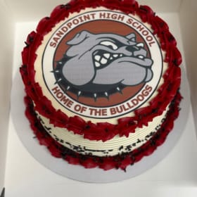 8" Double Layer White Cake w/Bulldog Logo item