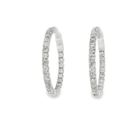 14K White Gold & Diamond Round Inside Out Hoop Earrings item