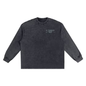 Long-sleeved Snow Washed Frayed Edge T-Shirt item