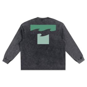 Long-sleeved Snow Washed Frayed Edge T-Shirt item