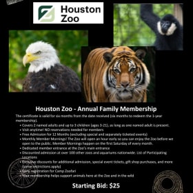 Houston Zoo Family Membership item