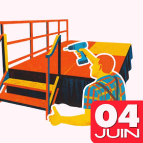 Photo : Assemblage de la scène - 18h00 à 20h00 (4 juin)