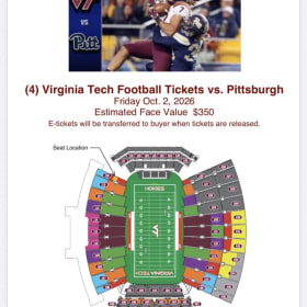 4 Tickets to the Virginia Tech vs. Pitt game item