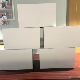 Item 23 Set 5 Risers - wood boxes painted white item
