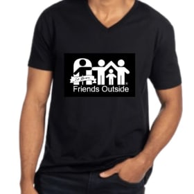 NEW! T-shirt - Black V-neck with White Logo item