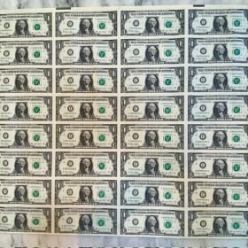 Sheet of 32 uncut $1 bills item