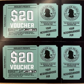 6 - $20 Vouchers for Sherlock Holmes Pub item