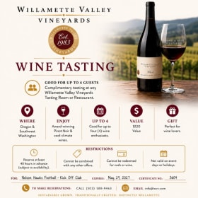 Willamette Valley Vineyards Wine Tasting for 4 item