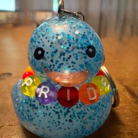 Squeak Glitter Rubber Duck Keychain item