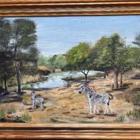 “The Waterhole” Original Oil Painting by Patricia Parker OBE item