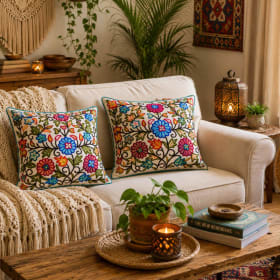 Hand-Embroidered Throw Pillow Cover item