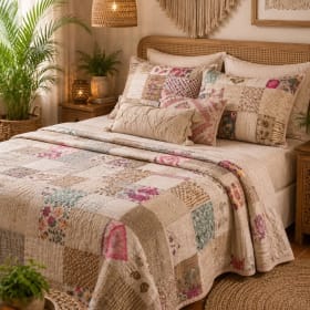 California King Kantha Patchwork Quilt (120"x108") item