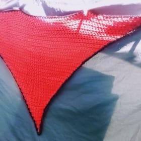 Red Triangle Crocheted Shawl/Cape item
