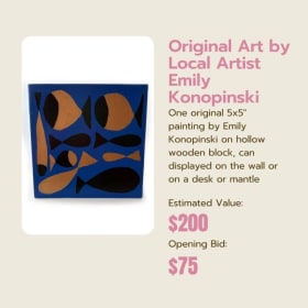 "9 fish" 5x5" Original Art by Local Artist Emily Konopinski item