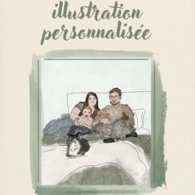 Illustration numérique sur mesure jusqu'à 4 personnes/animal item