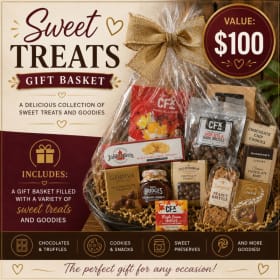 Sweet Treats Gift Basket:  Value $100 item