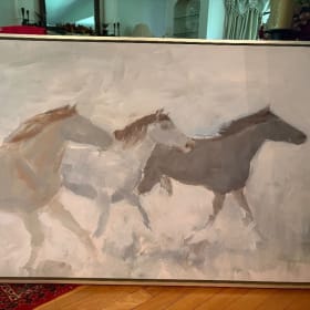 Three Free Spirits, 52W x 32H contemp silver frame item