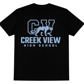TS- CVHS Cougar LOGO- Blue on black- Prem Sizes item