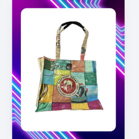 Upcycled Elephant Brand Cement Sack Patchwork Tote Bag item