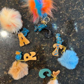 Resin Misc resin letter keychain with poof item