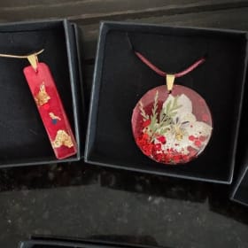 Red & Pink Resin Necklace item