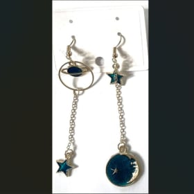 Gold & Teal Mismatched Dangle Earrings item