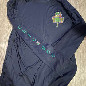 Photo of Moisture Wicking Navy Tartan Long-sleeved Shirt