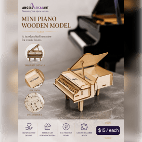 Mini Piano Wooden Model item
