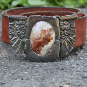 Photo of Southwestern Leather Belt with Agate Buckle