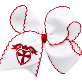 Crest Embroidered Moonstitch Shortie Hair Clip Bow item