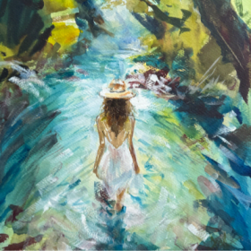 "Unhurried" watercolor, unframed item