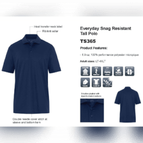 TS365 Everyday Snag Resistant Tall Polo item