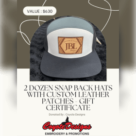 2 Dozen Snap Back Hats with Custom Leather Patches item