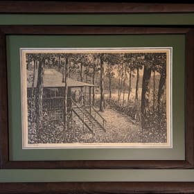 Original Lithograph of the Main Building, Camp Nawakwa, 1941 item