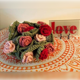 Love & Roses Crocheted Bouquet Blanket item