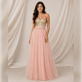 Photo of Lot 6, Blush & Gold Sequin Tulle