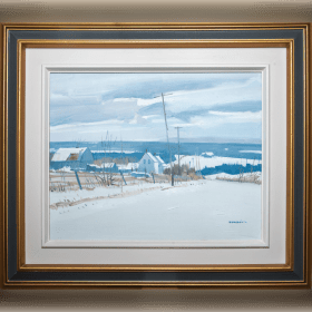 Paysage hivernal par Stuart Main – Peinture originale 16"x20" item