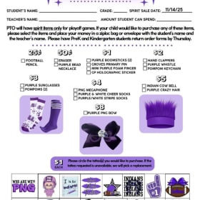 Photo of 1st & 2nd Grade ONLY Pre-Paid Spirit Sales $5