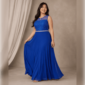 Photo of Lot 11, Royal Blue Beaded Illusion Gown
