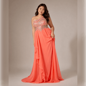 Photo of Lot 14, Coral Jeweled One-Shoulder