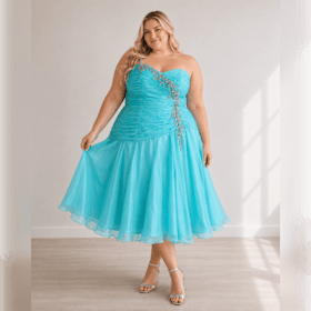 Photo of Lot 21, Aqua Jeweled Sweetheart Gown