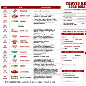 Marching Band Meals item