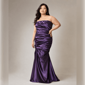 Photo of Lot  32, Purple Satin Ruched Mermaid